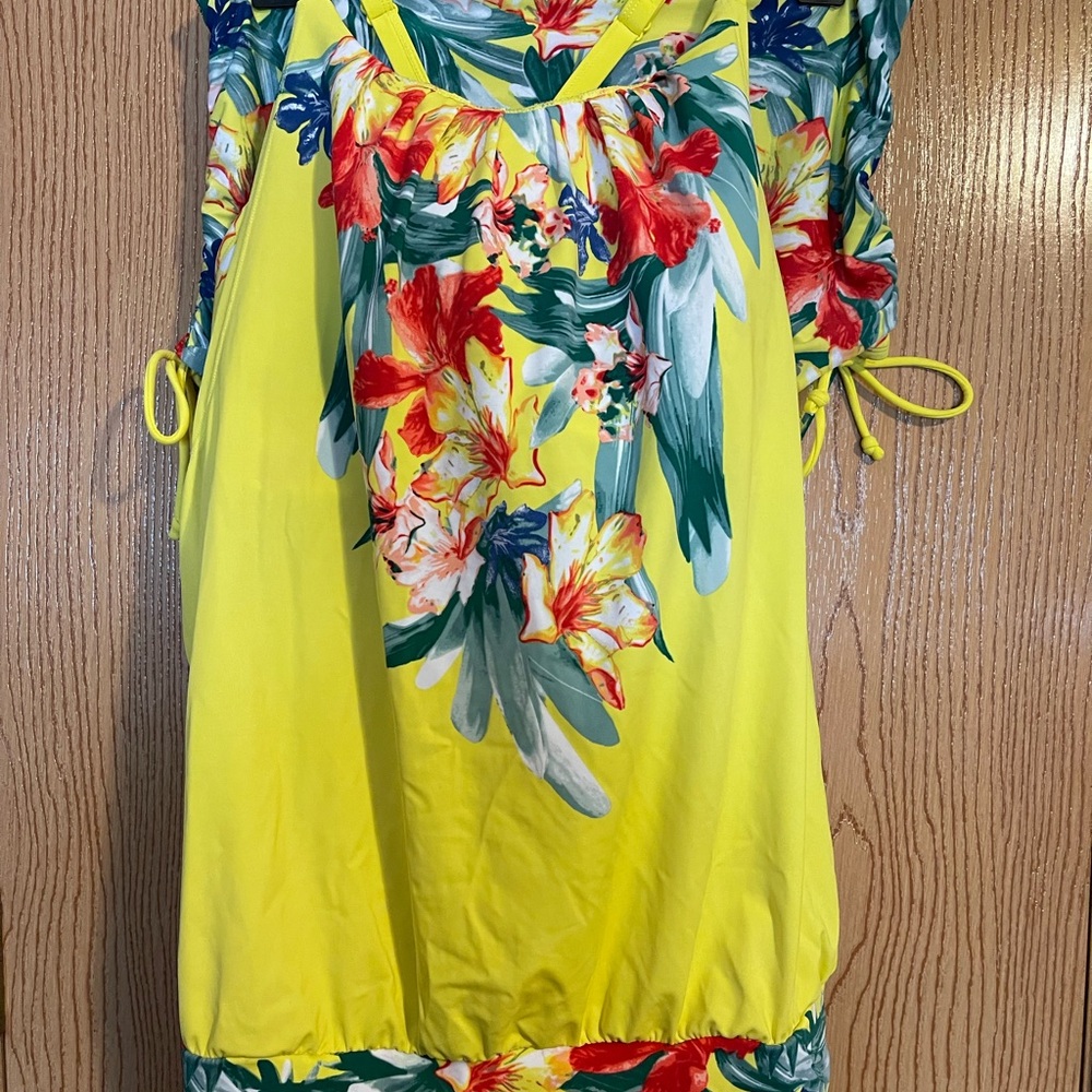 Vibrant Floral Yellow Two Piece Bathing Suit